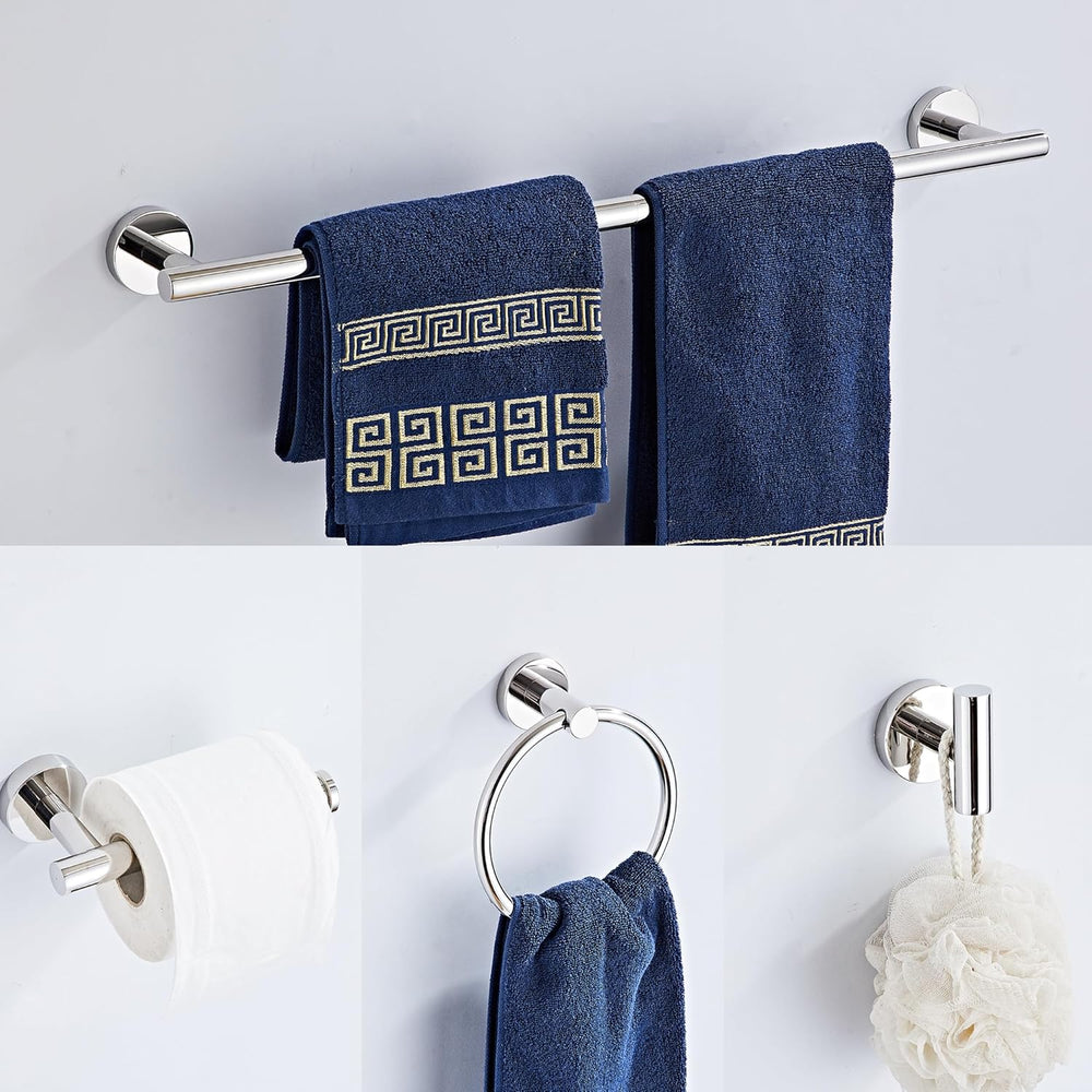 Chrome Bathroom Hardware Set 5 Piece with Towel Racks for Bathroom, SUS304 St...
