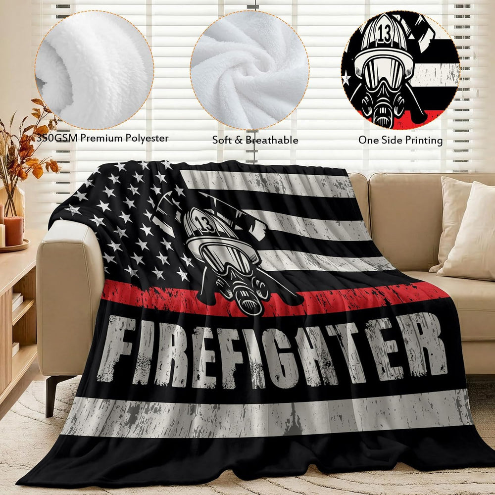 Jekeno Fire Firefighter Blanket Gifts Plush Throw 60"x80"