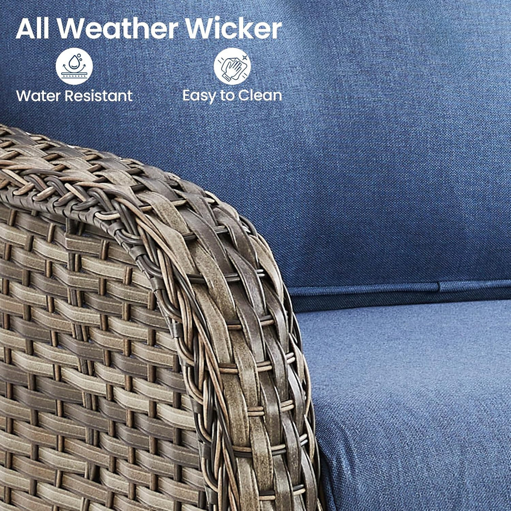 Patio Loveseat Sofa, Outdoor Wicker Loveseat with Luxury Thick Cushion, All-W...