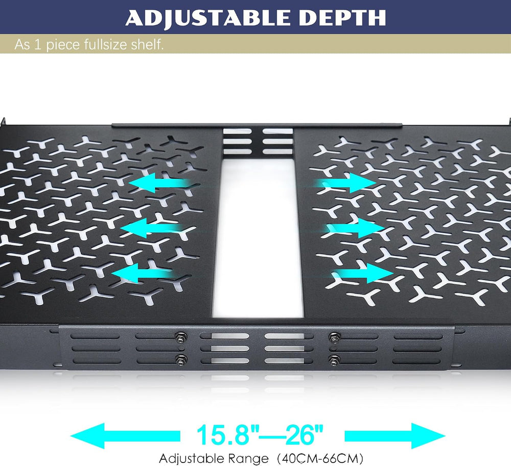 1U Rack Shelves (2-Pack), 2 PCS 8" Deep Cantilever, with Optional Joints...