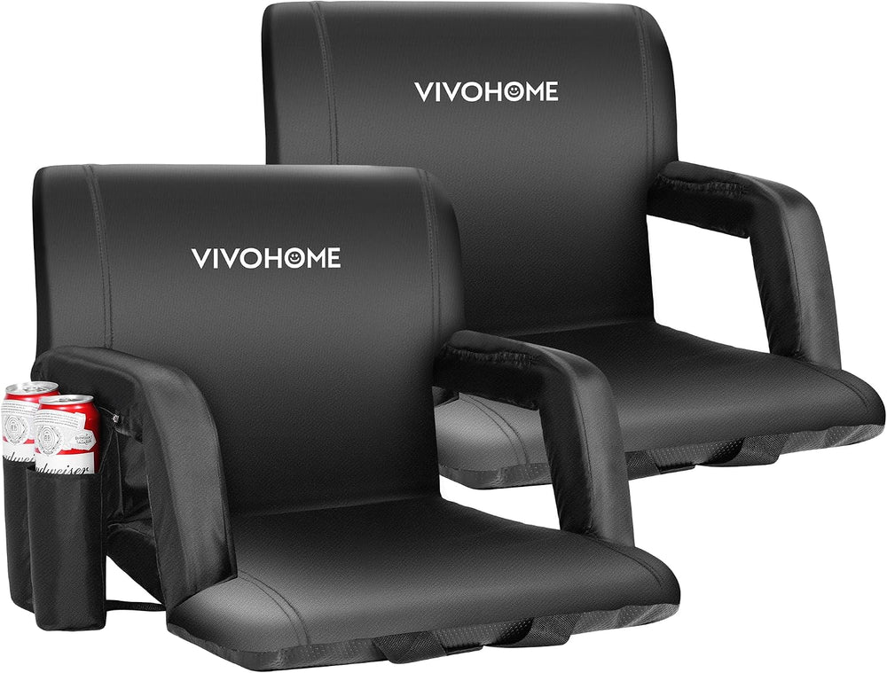 VIVOHOME Reclining Stadium Seats with Back Support and Cushion, 2 Pack Portab...