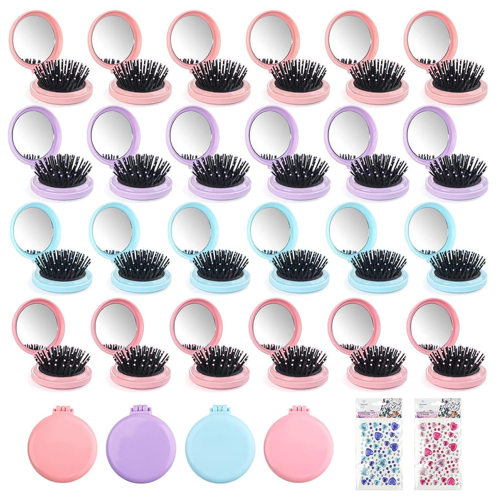 4 Colors Folding Mirror Hairbrush (48 Pcs)
