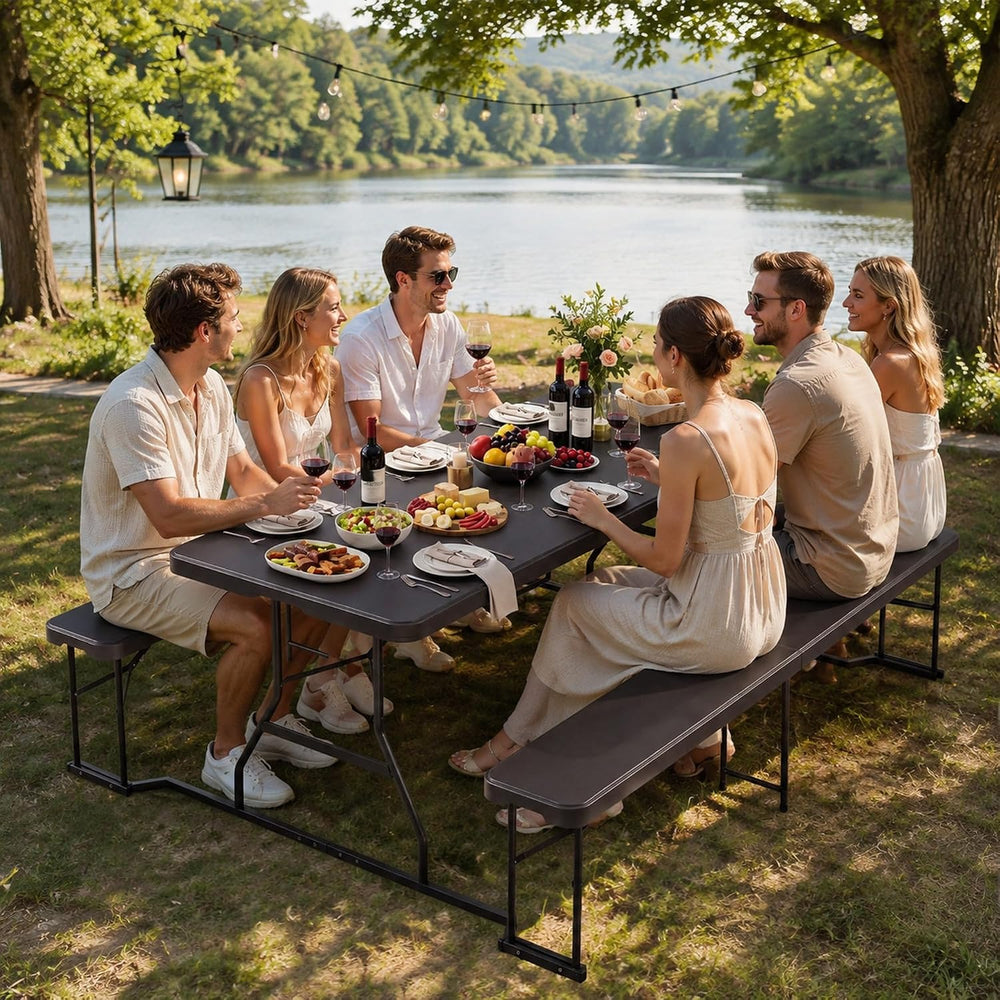 DWVO 6ft Folding Picnic Table Set, Foldable Picnic Table with Bench