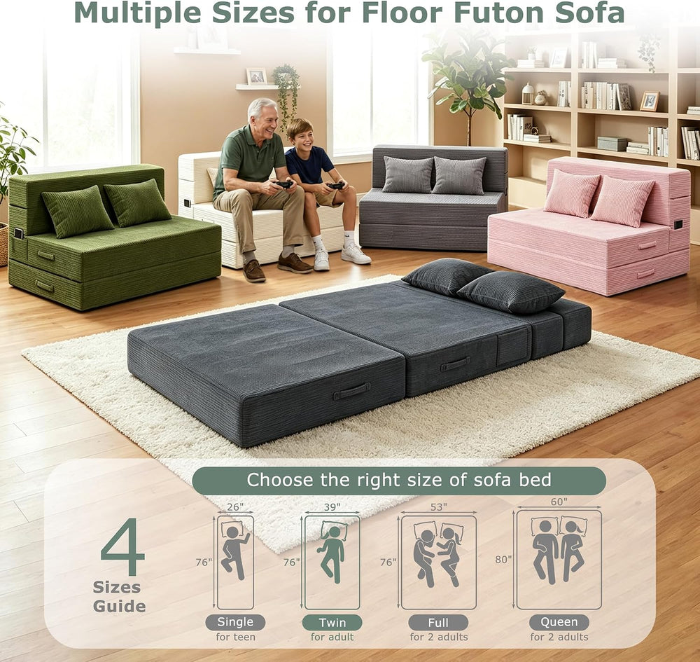 Folding Sofa Bed, Convertible Sleeper Chair Bed, Floor Sofa with Bag