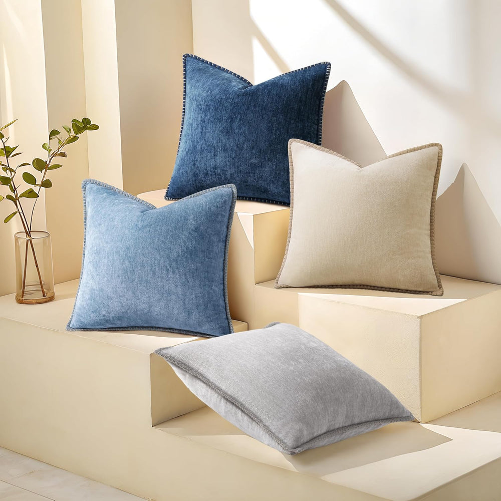 decorUhome Fall Soft Decorative Chenille Throw Pillow Covers 18x18 Set of 4