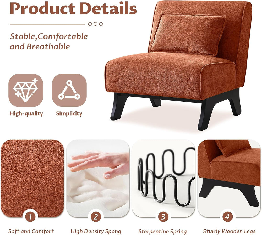 Armless Accent Chairs Set of 2 Upholstered Living Room Side Chairs
