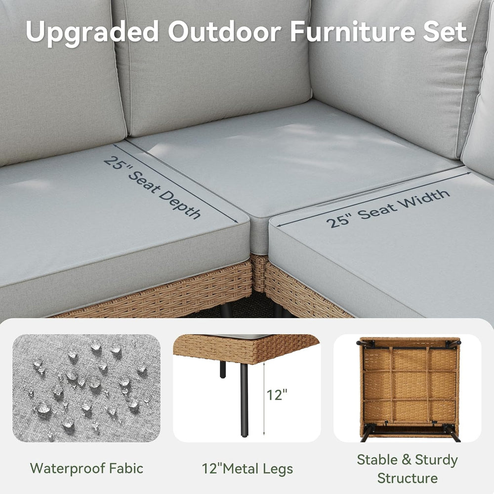 Aoxun 8 Piece Patio Furniture Set, 8 Seats Outdoor Sectional Sofas with Thick...