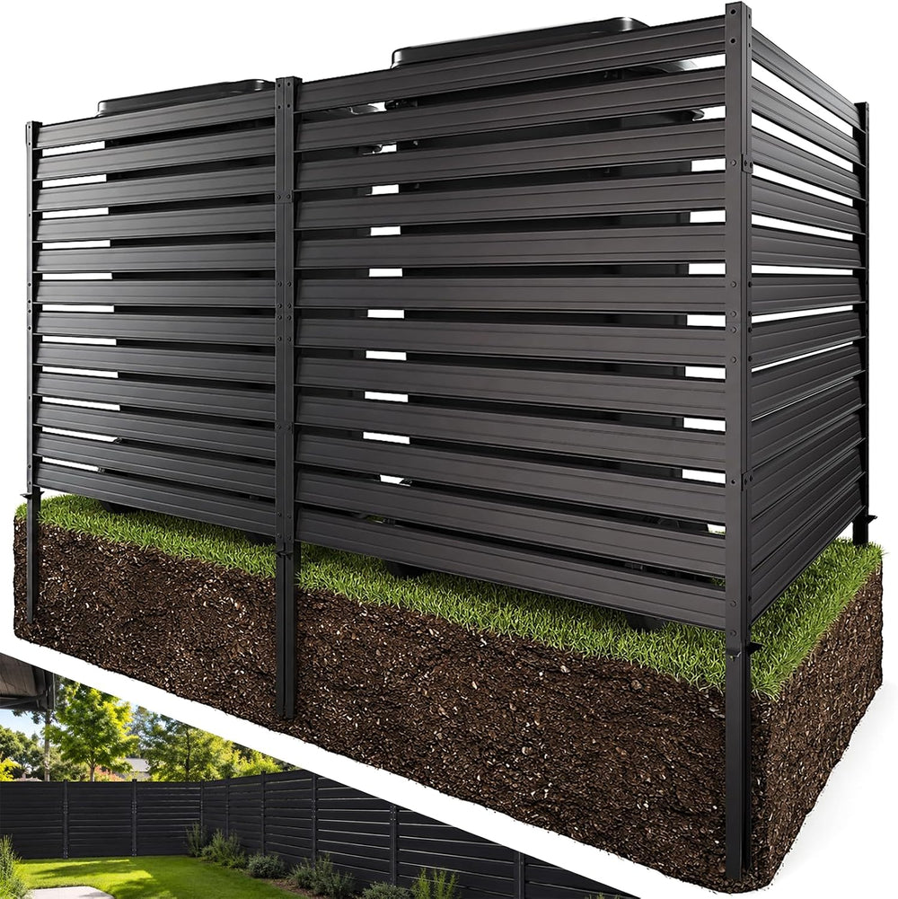 Air Conditioner Fence 3 Panels, 42" H x 9.5 FT W Metal Outdoor Privacy S...