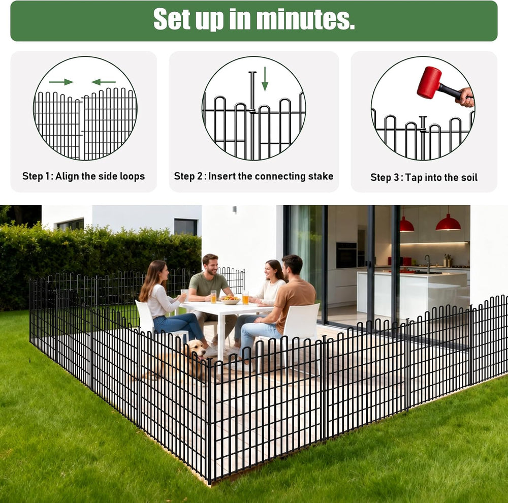 15 Panels No Dig Decorative Garden Fence, Dog Fence Outdoor for Yard