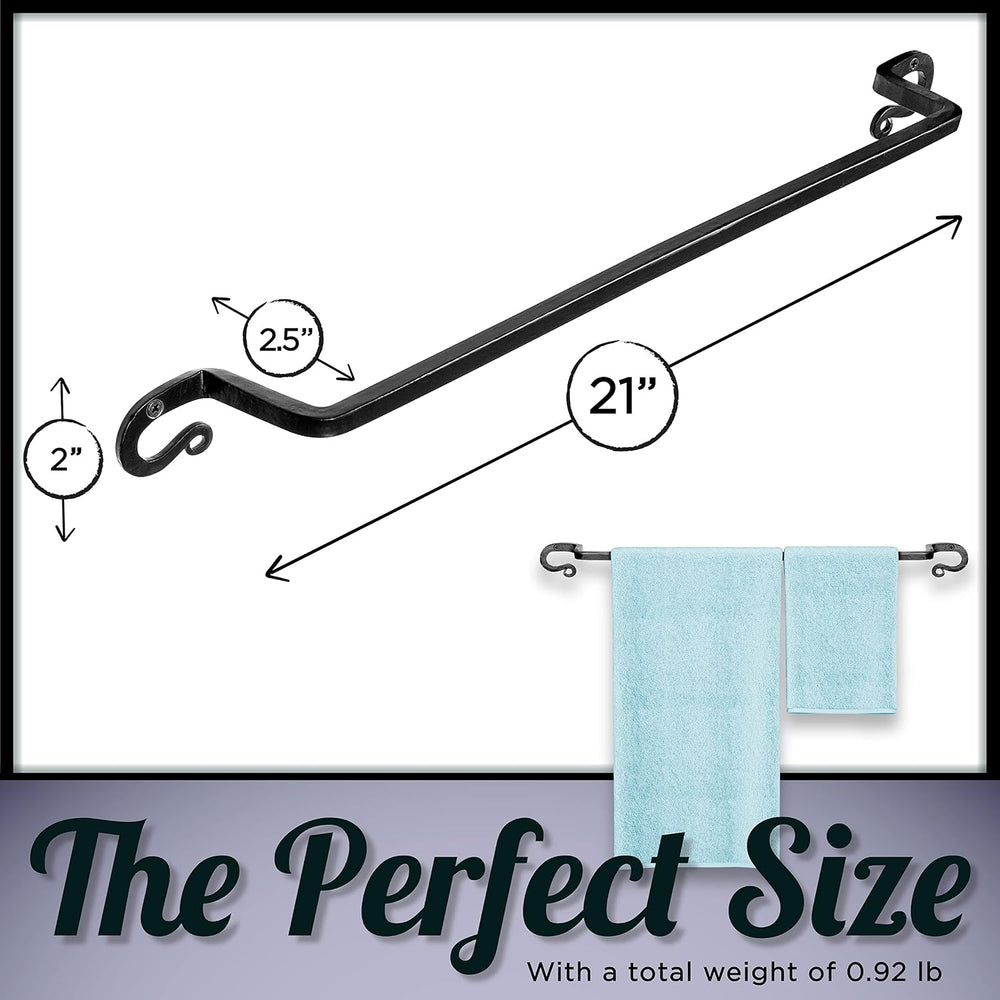 Stur-De Wrought Iron Towel Holder - Rustic Towel Rack for Bathroom or Kitchen...