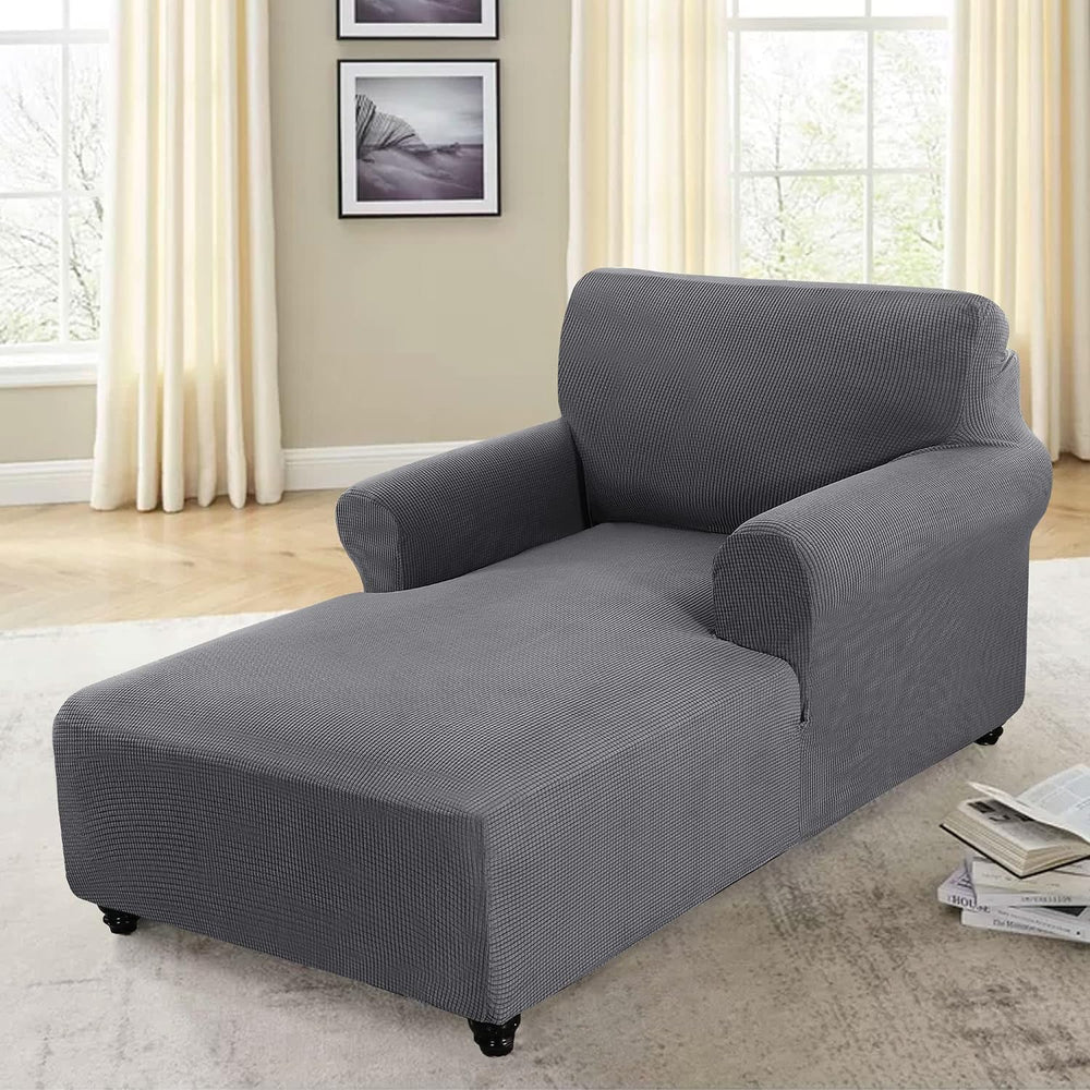 FantasDecor Chaise Lounge Cover Stretch Chair Lattice Slipcover with Armrests...