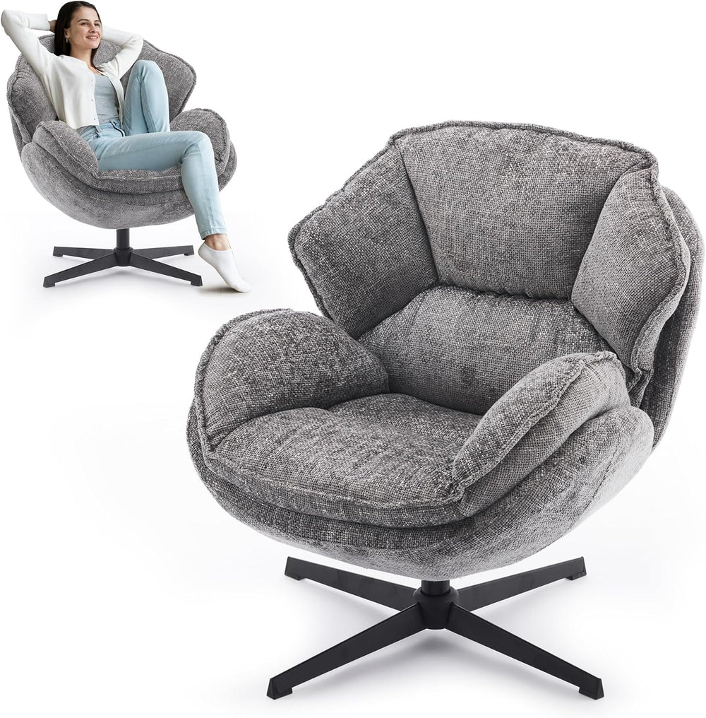 IWMH Swivel Accent Chair for Living Room,Comfy Lounge Chair with Metal Legs