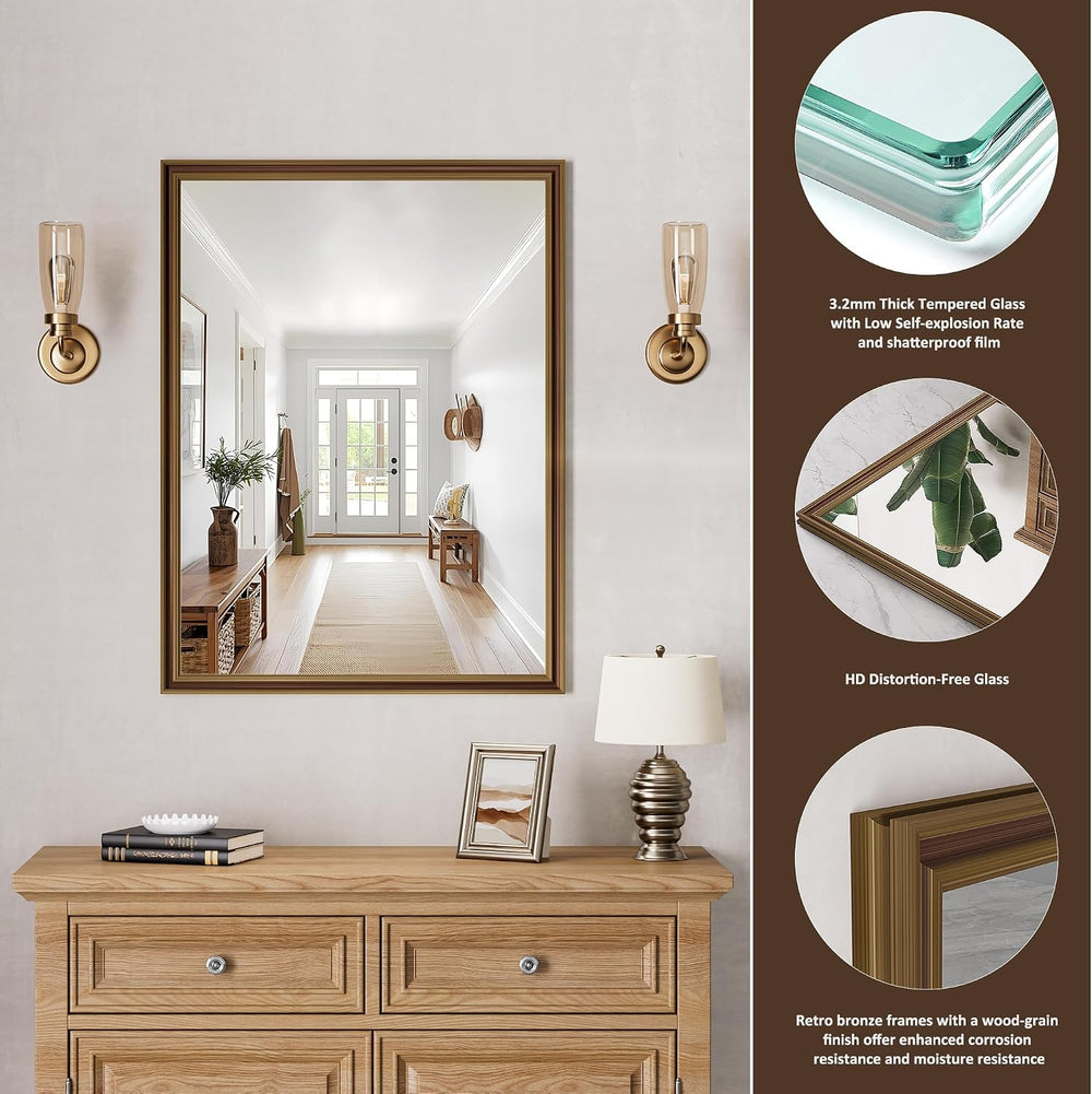 Farmhouse Bathroom Wood Frame Mirror 40" x 30"