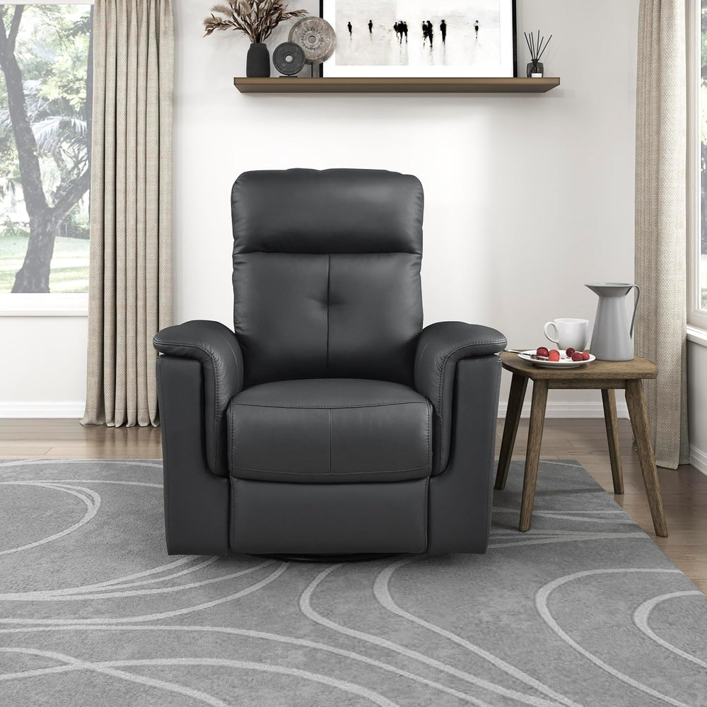 Lexicon Leather Match Upholstered Swivel Glider Recliner Chair, Black