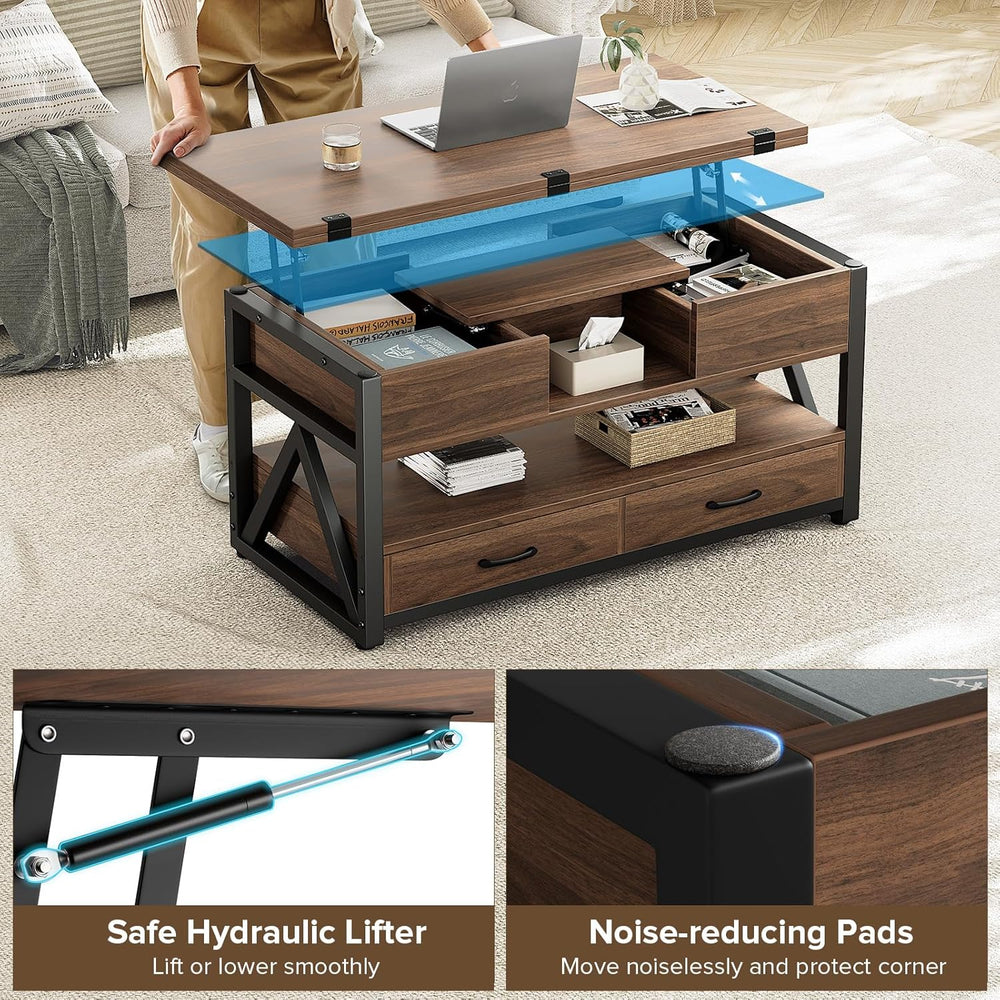 Memobarco 40" Lift Top Coffee Table with Storage,Walnut