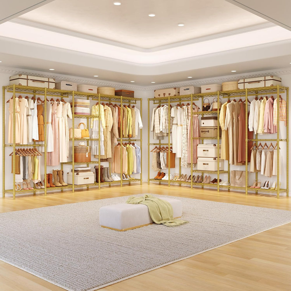 ONBRILL F5 Heavy Duty Clothes Rack Freestanding Modular Closet System Gold