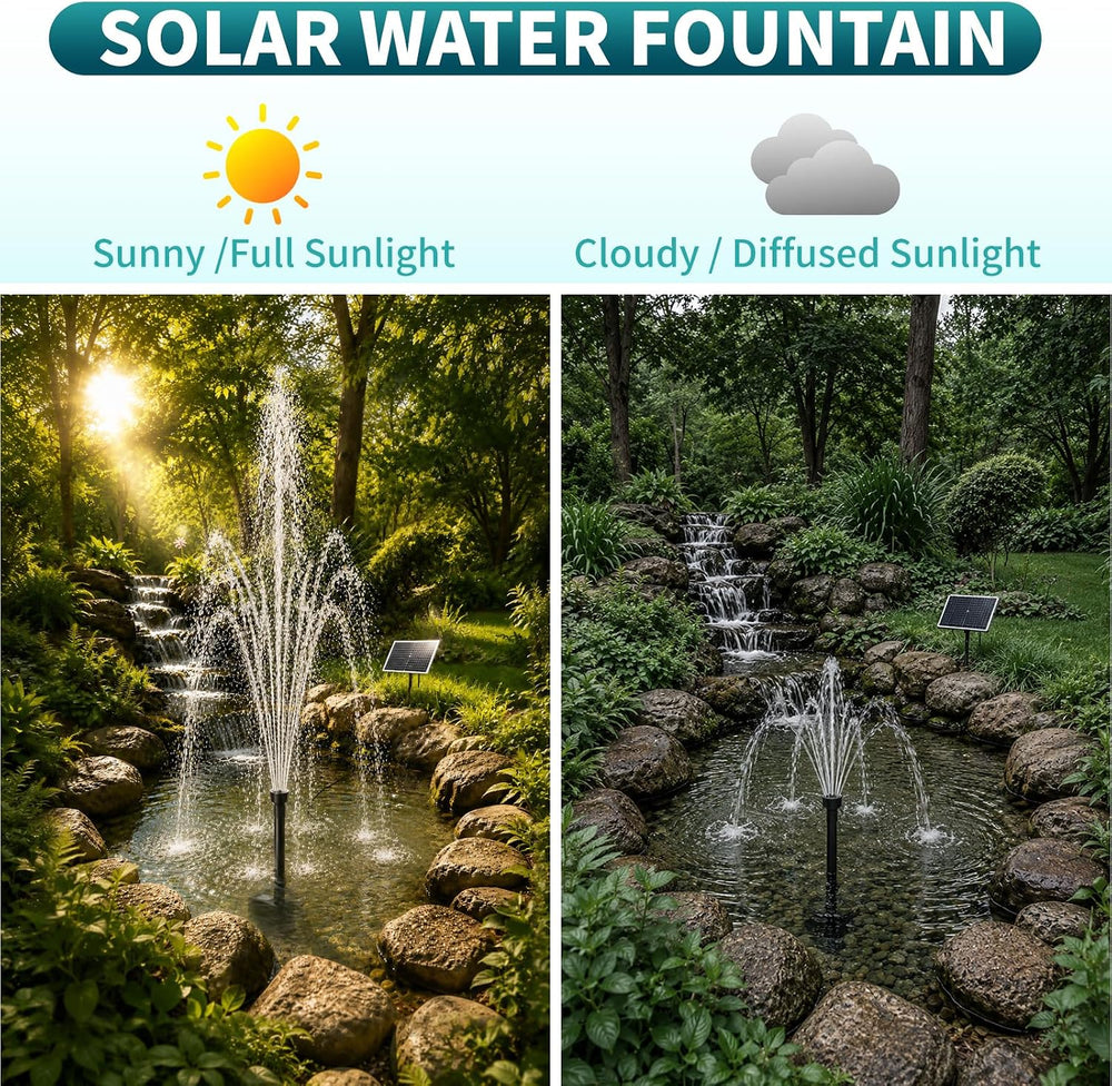 25W Solar Fountain Pump with 16.4FT Extra-Long Cable for Garden