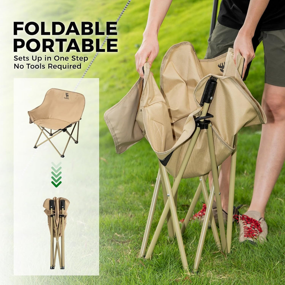 Portable Camping Chair, 60cm Wide Seat Folding Chair with Lumbar Support, 265...