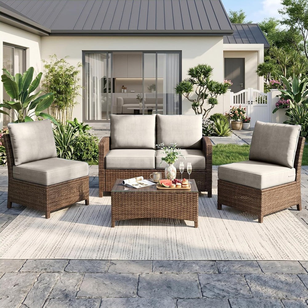Luxury 6" Thick Outdoor Cushion Set 5 - 22x24 Patio Furniture Cushions w...