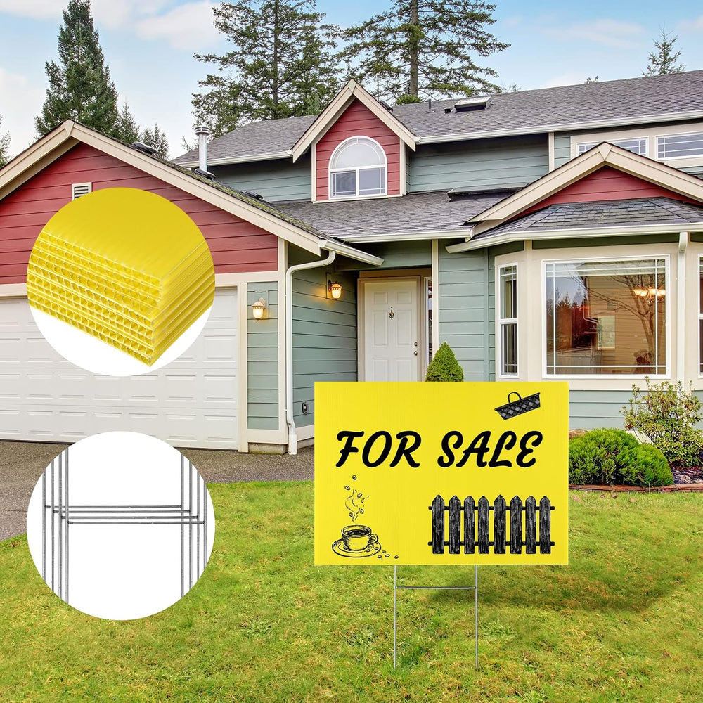 Reginary 24 Sets Blank Yard Signs with Stakes for Lawn, 12 x 18 In, Yellow