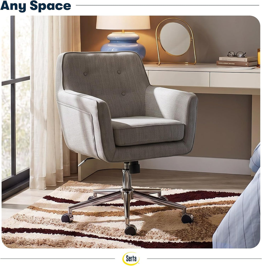 Serta Ashland Home Office Desk Chair with Button Tufted Mid-Back, Memory Foam...