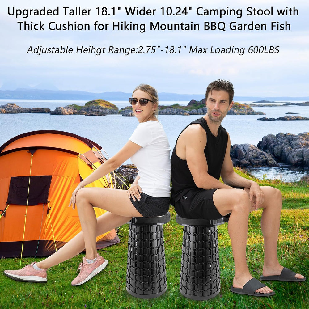 ALEVMOOM Telescoping Stool with Thick Cushion, H18.1 D10.24 Collapsible Retra...