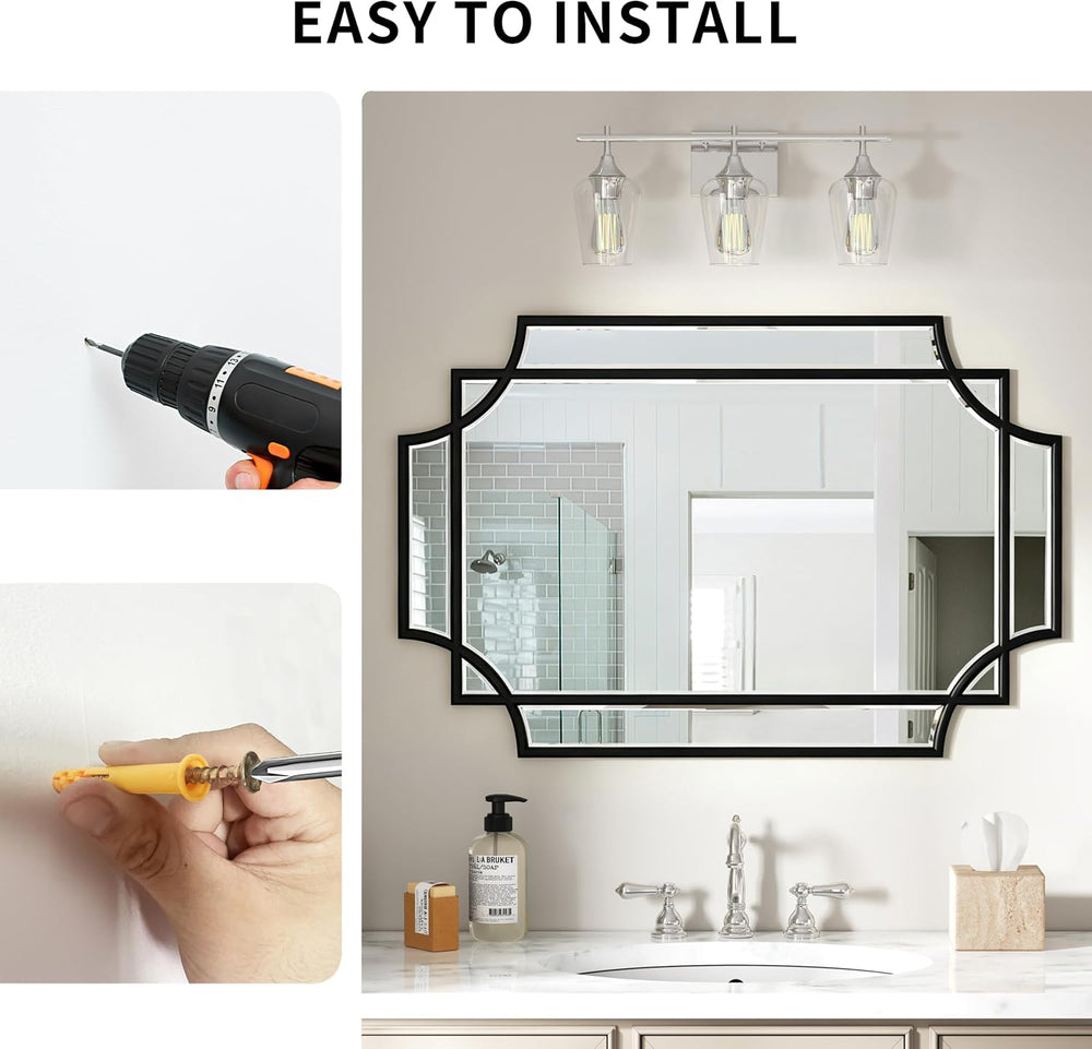 24x36 Inch Bathroom Mirrors for Over Sink, Framed Mirrors for Wall Black