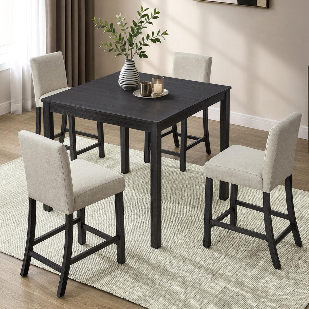 LUMISOL 5 Piece Counter Height Dining Table Set for 4 with Upholstered Chairs...