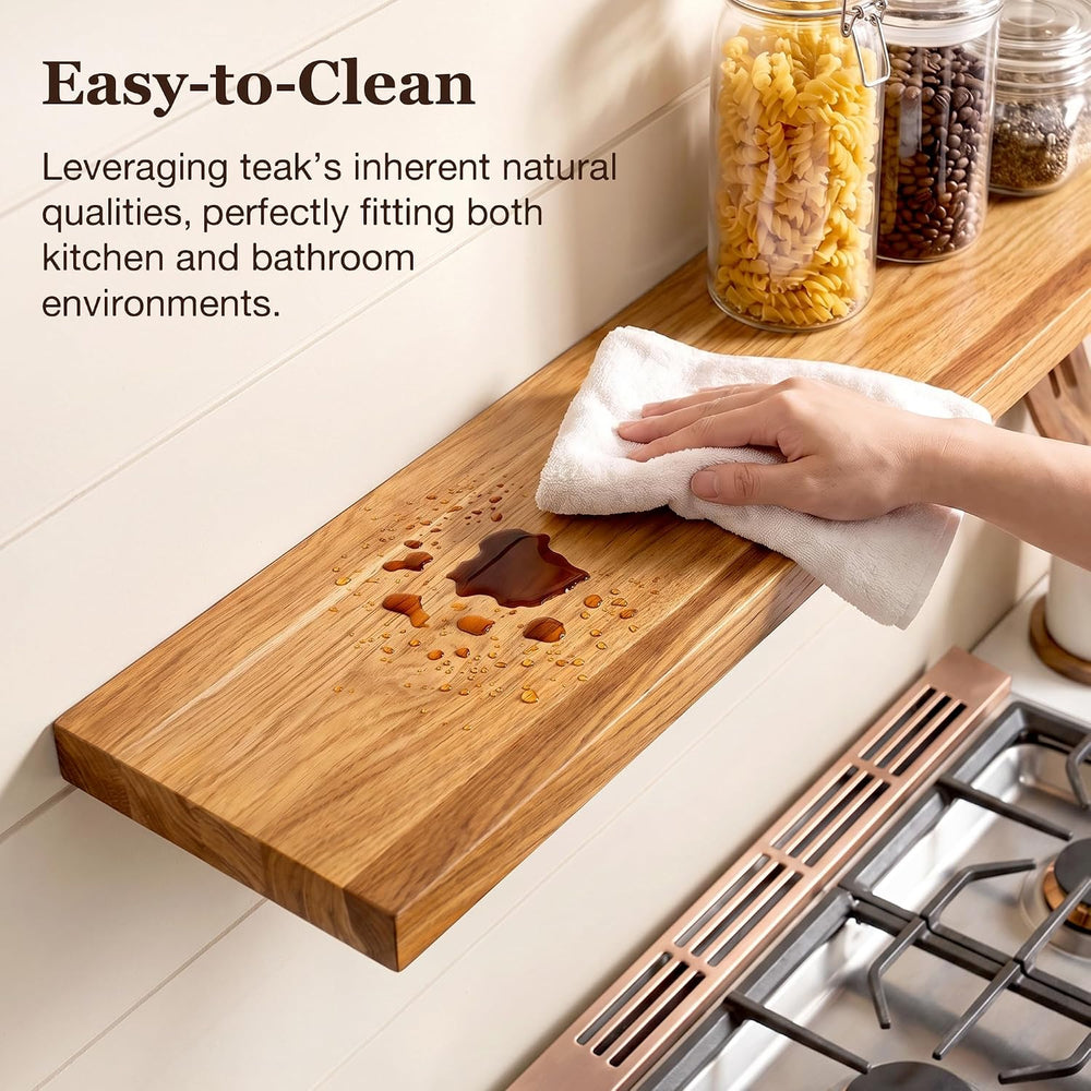 48Inch Floating Shelf, Solid Teak Wood Wall Shelf
