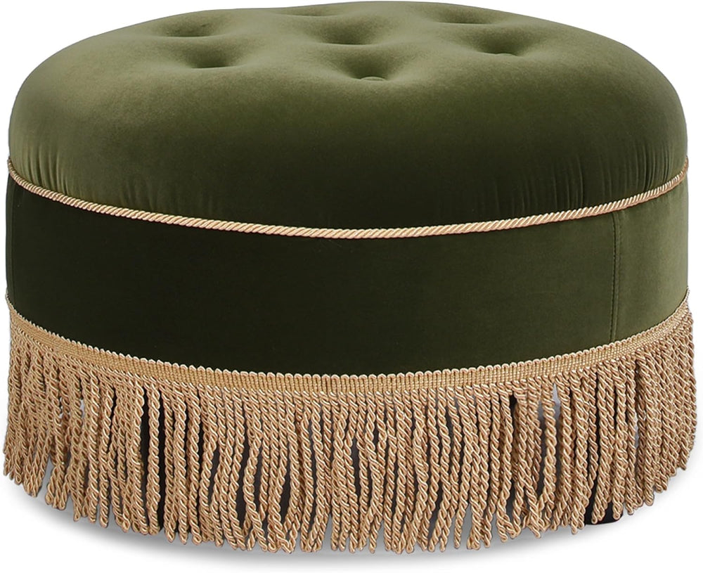 Jennifer Taylor Home Yolanda 24" Round Upholstered Accent Ottoman, Medium
