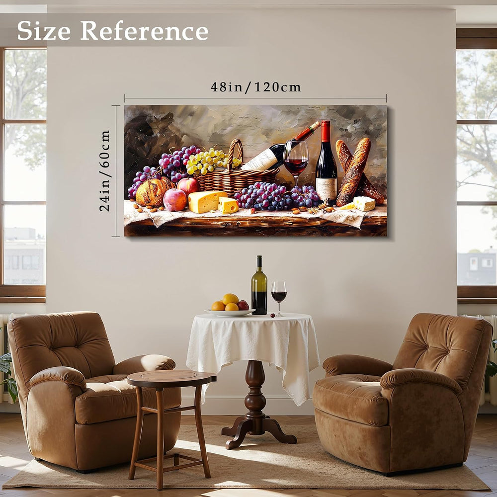 imjiayu Rustic Wall Decor Wine Grape Canvas Prints for Kitchen 24"x48"
