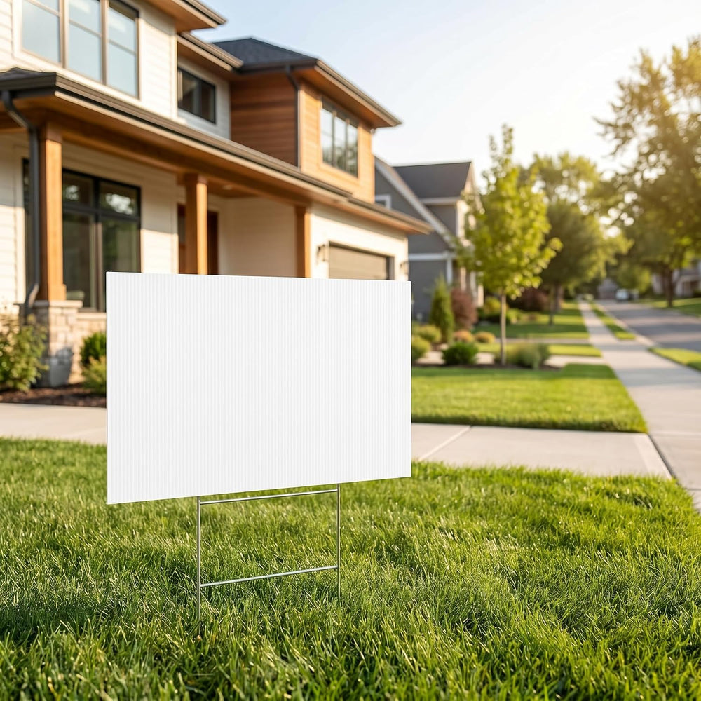 10 Pack Large Blank Yard Signs with Stakes 24x36 Inch, 4mm Thick Corrugated P...