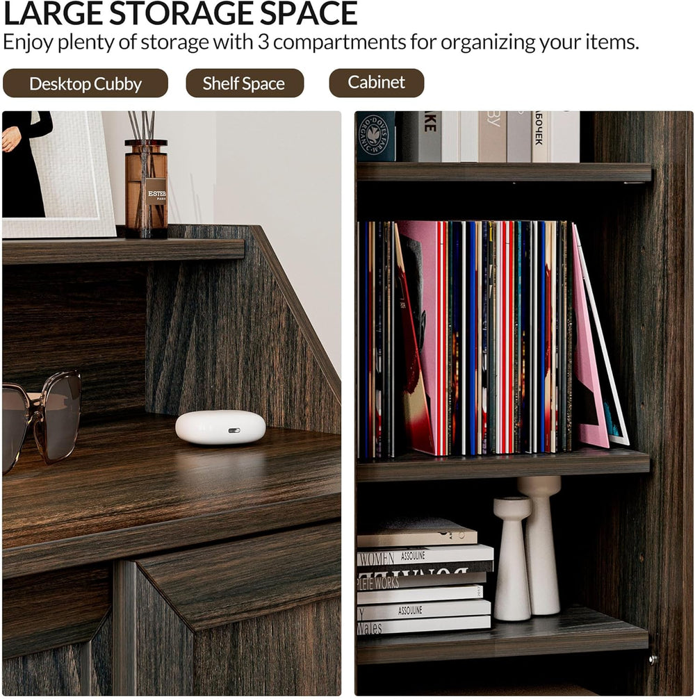 BELLEZE 45" Dana Storage Cabinet with Sliding Doors - Brown