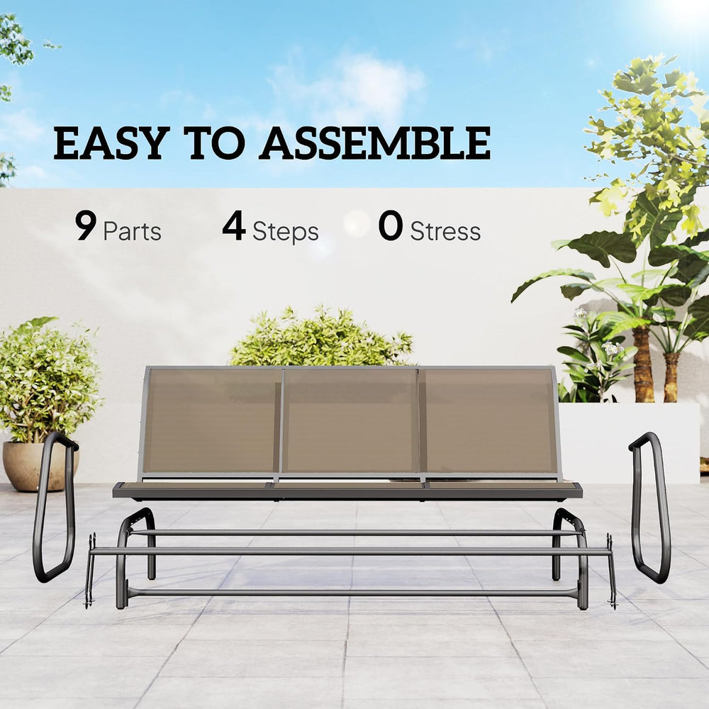 Outsunny 3-Person Patio Glider Bench Outside 3 Seats Light Mixed Brown