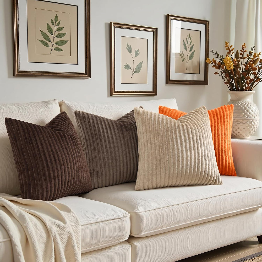 Simmore Fall Soft Brown Flannel Throw Pillow Covers 26X26 Set of 2