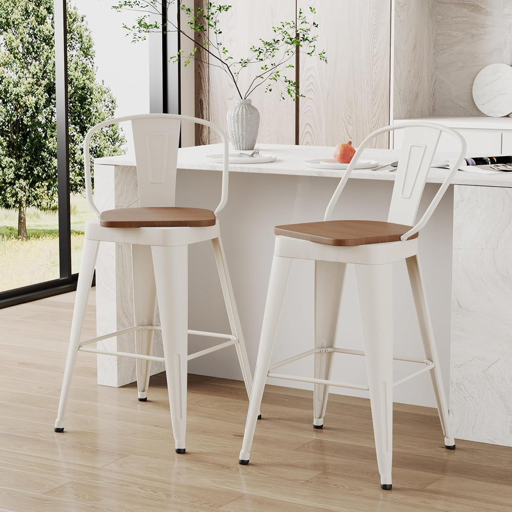 Aklaus Swivel Metal Bar Stools 26 inch Swivel Counter Height Barstools Set of...