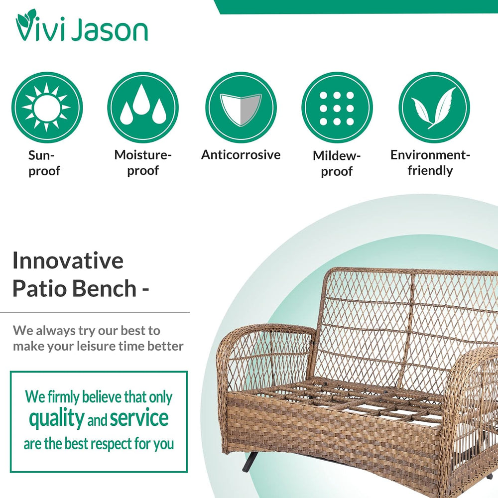 VIVIJASON 4-Piece Outdoor Patio Wicker Conversation Sets, All Weather Outdoor...