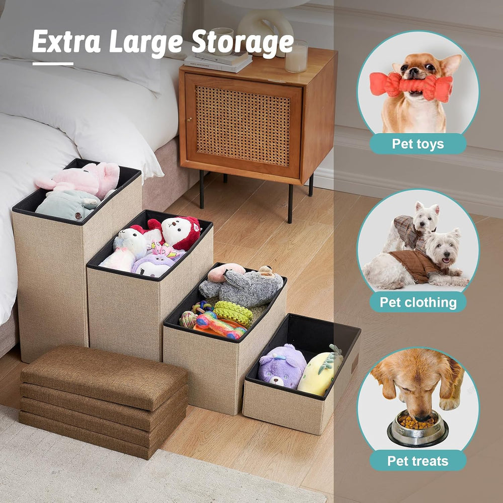 COZY KISS Dog Stairs with Storage, 16.7" H Wider Dog Steps, 3-Step