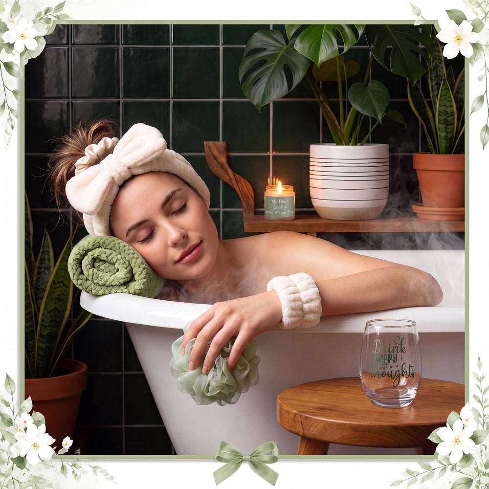 Zopeal Gift Basket Set for Women Birthday Relaxing Spa Care,Green