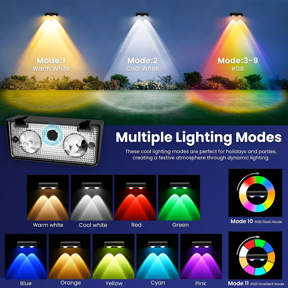 Solar Fence Lights Outdoor, Color Changing, Waterproof IP65, 20 Pack