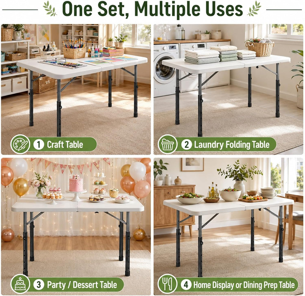 Folding Table Leg Extenders, 4-Level Adjustable Height Table Risers