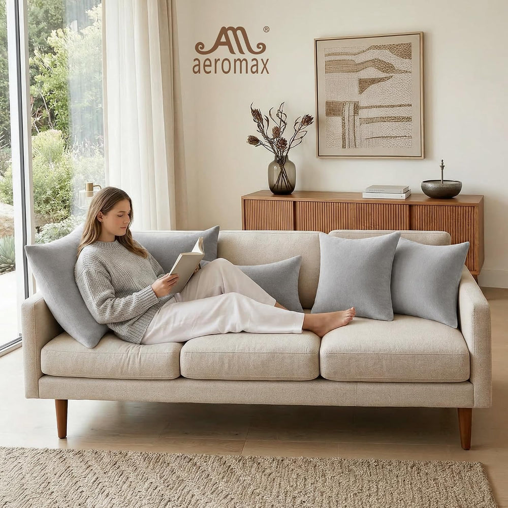 AM AEROMAX 18x18 Memory Foam Throw Pillow Inserts, 2 Pack, Square, Gray