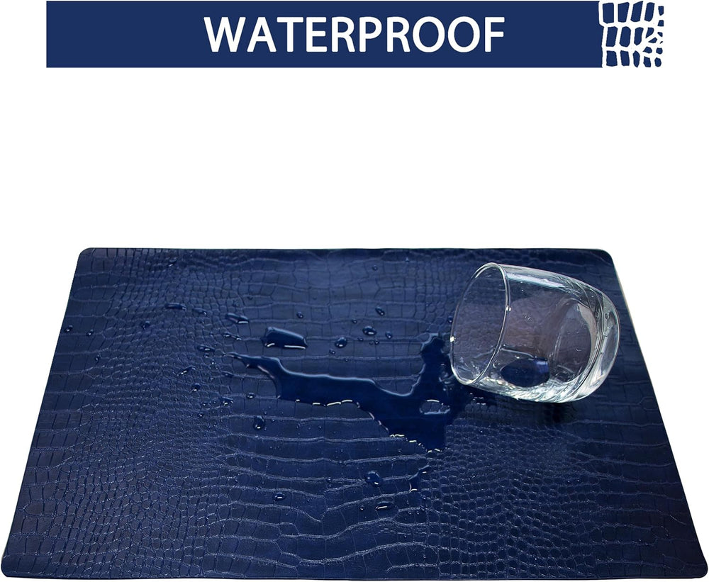 Set of 6 Faux Leather Placemats, PU Table Mats, Waterproof, Stain Resistant, ...