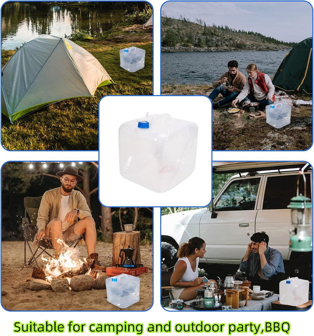 2 Pack Collapsible Water Container with Spigot, Foldable Cube Water Jugs Port...