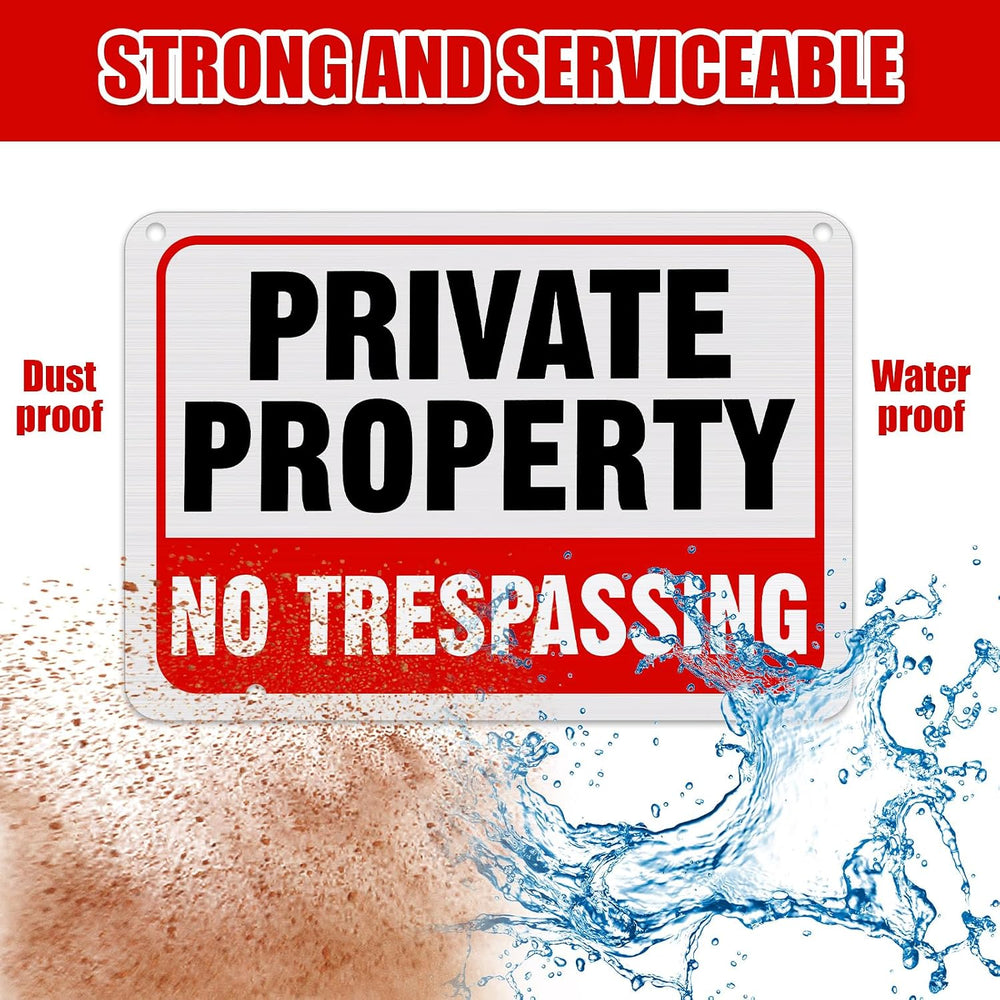 Zonon 6 Pack Metal No Trespassing Sign 12 x 8 Inch Private Property Word with...