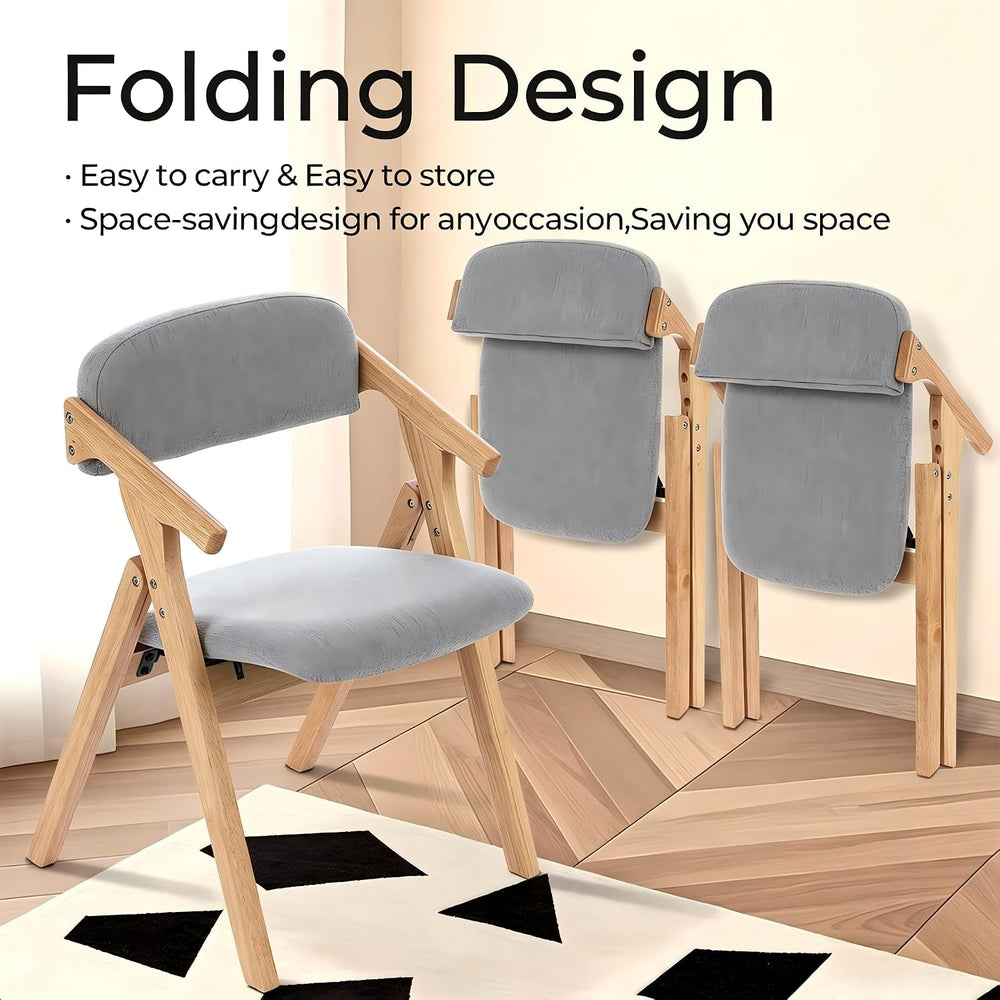 Grod Folding Dining Chairs, Padded Seat, Wooden Stackable,1PCS (Dark Gray)