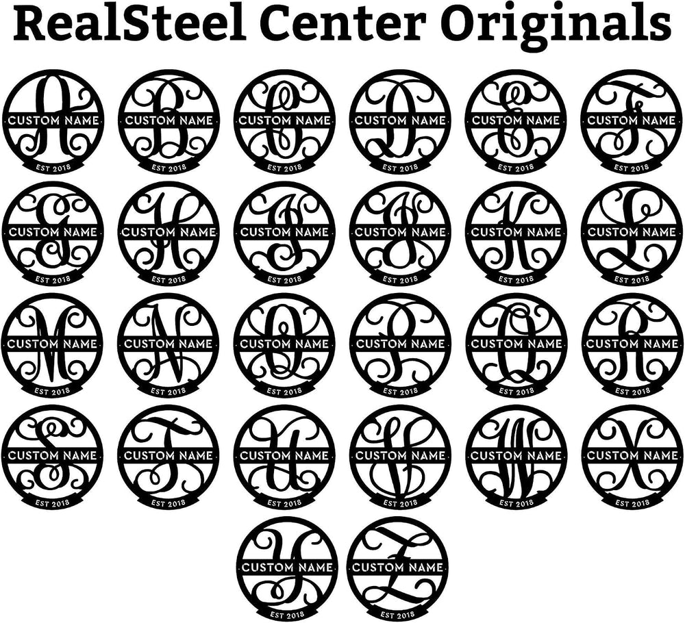 RealSteel Personalized Family Name Monogram Metal Sign – Custom Split Letter ...
