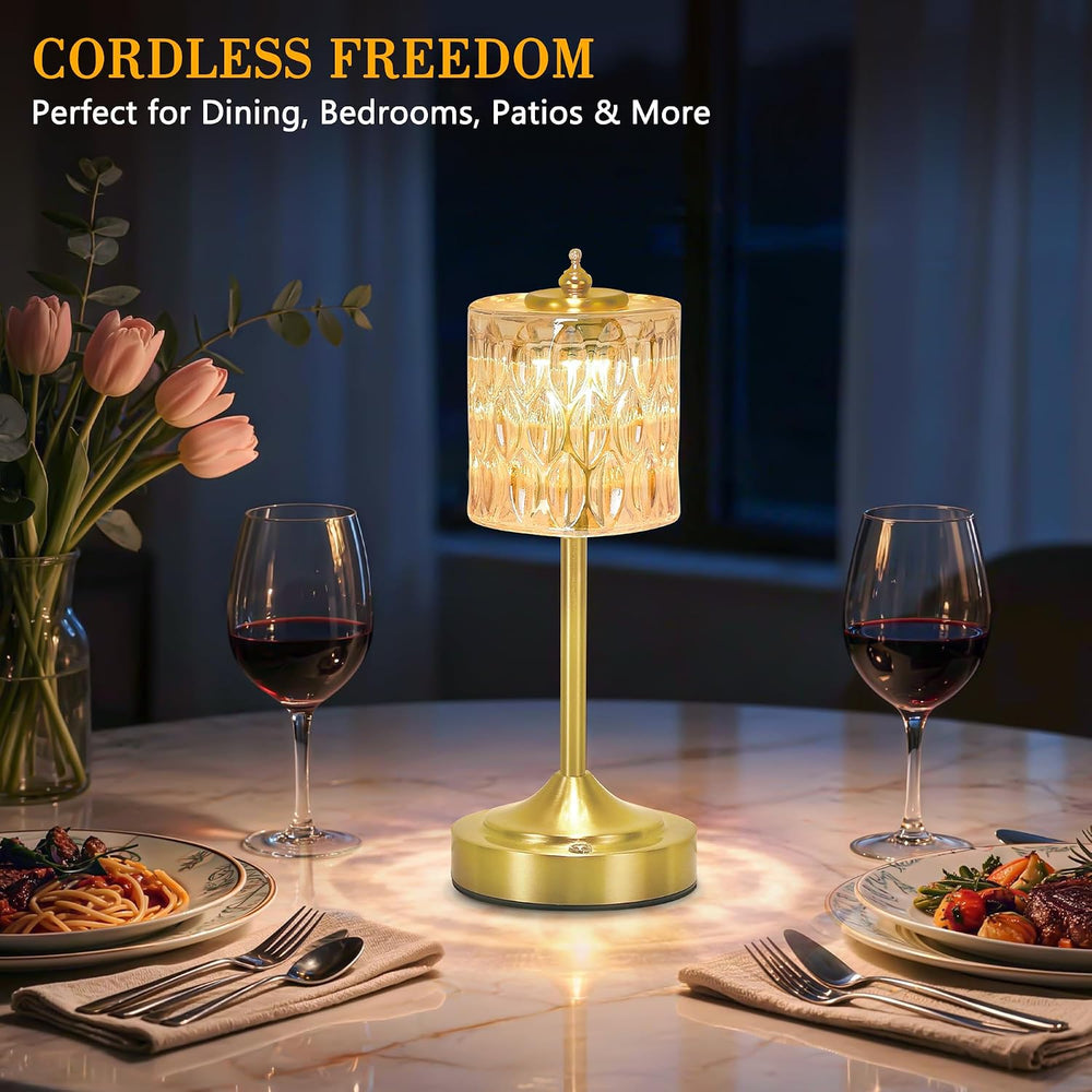 Cordless Table Lamp, 5200mAh Rechargeable Amber Glass Touch Lamp