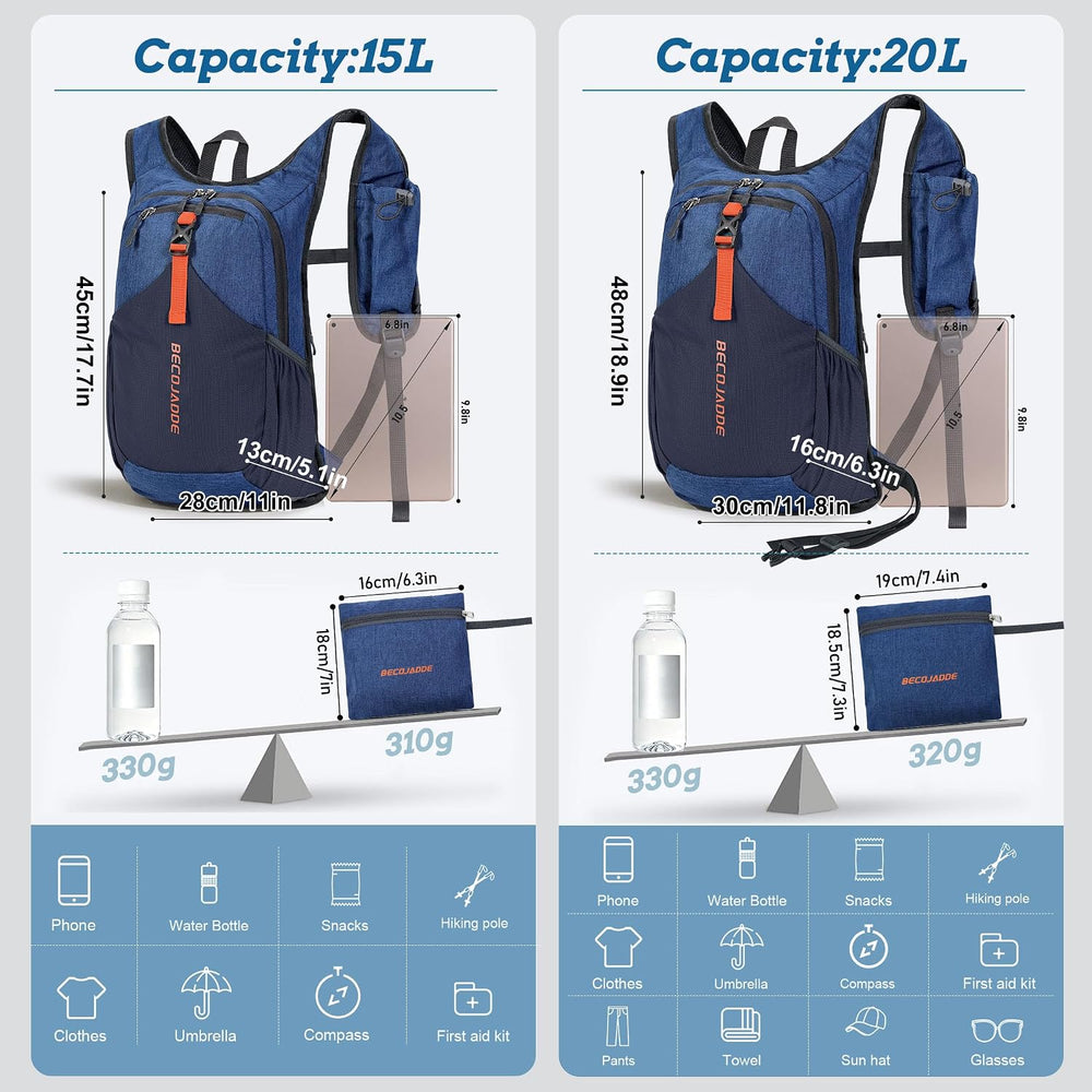 BECOJADDE 20L Small Hiking Backpack for Men Women Foldable Packable Back Pack...