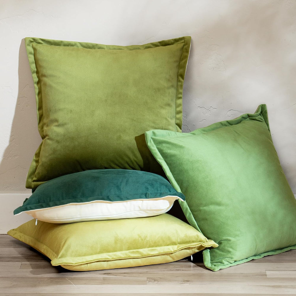 Green Yellow Gold Decorative Throw Pillow Covers, Set of 4, 18x18 Inch Solid ...